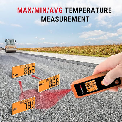 TempPro TempScan Mini-Sized Infrared Thermometer Gun for HVAC Engine BBQ | Temperature Gun with Max/Min/Avg Display, Infrared Thermometer for Cooking Pizza Oven Accessories, -58~1022°F Temp Gun