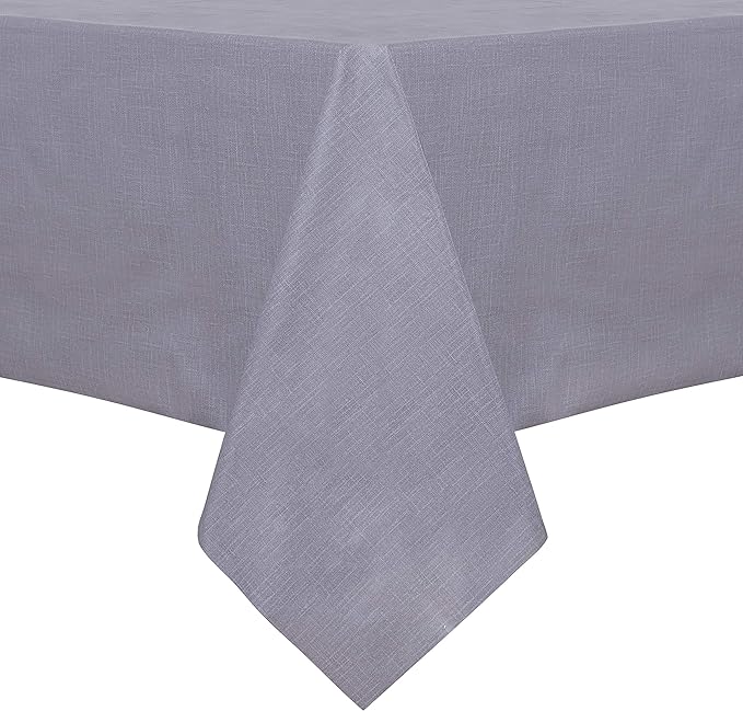 sancua Waterproof Rectangle Vinyl Tablecloth Table Cloth 52x108 Inch, Grey | 100% Oil Spill Proof, PVC Material, Wipe Clean Table Cover for Dining Tables, Buffet Parties and Camping