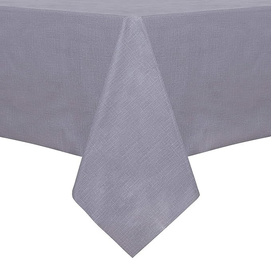 sancua Waterproof Rectangle Vinyl Tablecloth Table Cloth 52x70 Inch, Grey | 100% Oil Spill Proof, PVC Material, Wipe Clean Table Cover for Dining Tables, Buffet Parties and Camping