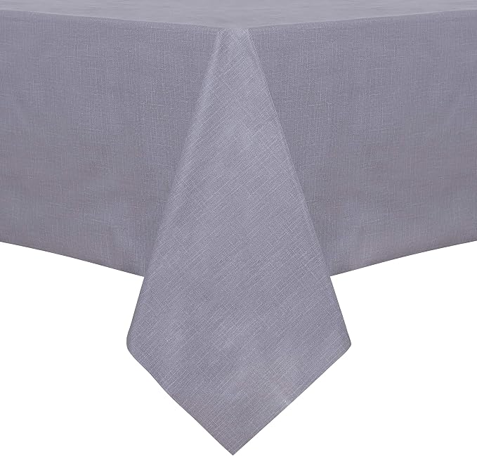 sancua Waterproof Rectangle Vinyl Tablecloth Table Cloth 60x102 Inch, Grey | 100% Oil Spill Proof, PVC Material, Wipe Clean Table Cover for Dining Tables, Buffet Parties and Camping