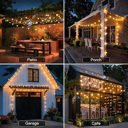 50FT Outdoor String Lights with Remote, 25 + 2 Spare G40 LED Bulbs Plug in Connectable Dimmable Patio Lights, Waterproof Hanging Lights for Outside Backyard Balcony Yard Deck Party