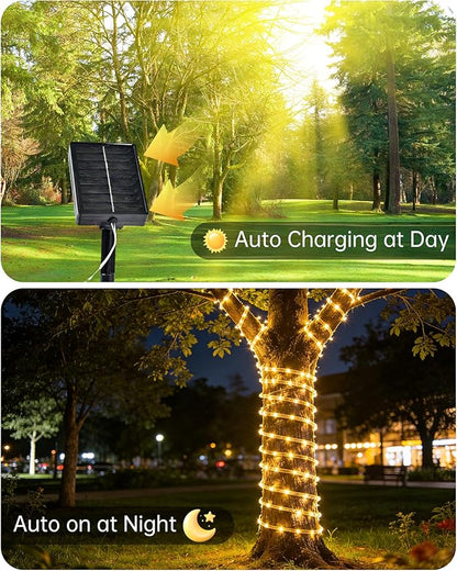 MERRIMAX M Solar Rope Lights Outdoor, 2 Packs 144FT 400LED, Warm White | 8 Lighting Modes, Waterproof, Solar Powered Fairy Lights, For Party Garden Yard Home Holiday Tree Decoration