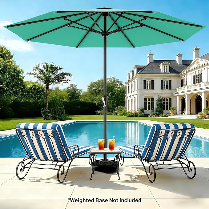 AreShark 12 FT Patio Umbrella for Outdoor, Outdoor Table Umbrella with Crank, Outdoor Patio Umbrellas with 8 Sturdy Ribs, Patio Umbrellas for Market, Garden, Pool (Aqua Sky)