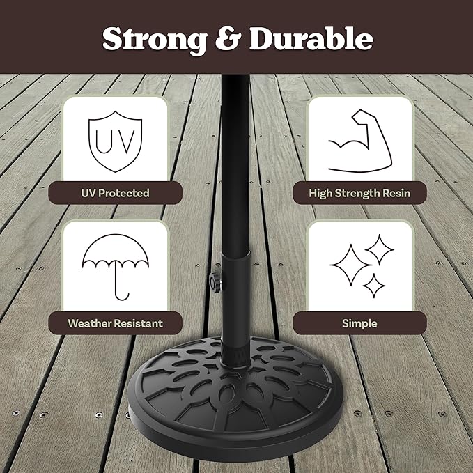 Pure Garden Outdoor Umbrella Base, 19lb, Black
