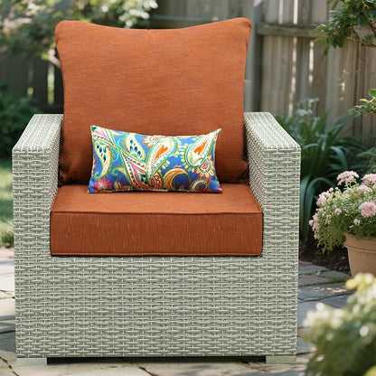 Outdoor Seat Cushion Set 24 x 22 Inch,Olefin Deep Seat Patio Cushions,Patio Furniture Cushions with Removable Cover,Rain-Proof and Fade Resistant Deep Seat Bottom & Back Cushion with Pillow,1 Set