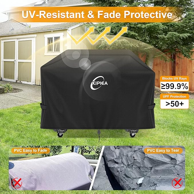 Kipiea 600D Heavy Duty Pellet Grill Cover for Camp Chef Woodwind Pro 36 & Woodwind 36, Waterproof Wood Pellet Smoker Cover with Windproof Buckles, UV Resistant, No Tear, No Fading