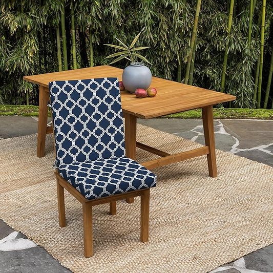 Arden earthFIBER Outdoor Dining Chair Cushion, 20 x 20, Rain-Proof, Fade Resistant, Sapphire Blue Garden Trellis