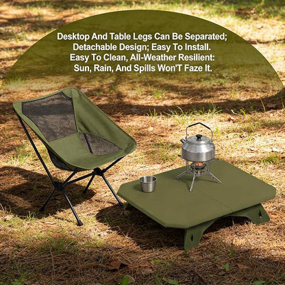 2-in-1 Tactical Camping Table with Adjustable Height | Collapsible Table Lightweight with Carry Bag for Camping, Travel expeditions, Hiking, Picnics, BBQs & Beach Trips