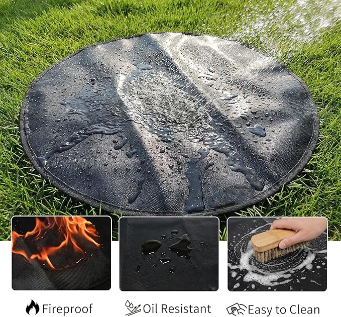 SheeChung Fire Pit Mat Round 48''for Solo Stove Yukon,Double-Sided Fireproof Oilproof Large Outdoor Under Grill Mat,BBQ Grill Accessories,Slip/Heat Resistant Fireplace Mat for Deck,Patio and Lawn