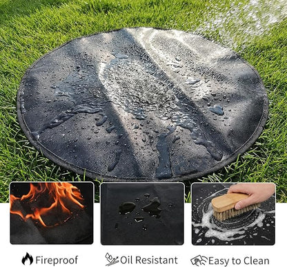 SheeChung Fire Pit Mat Round 36" for Solo Stove Bonfire,Double Sided Fireproof Under Grill Mat Protector,Oilproof Waterproof BBQ Outdoor Grill Mat for Deck and Patio,Slip/Heat Resistant Fireplace Mat