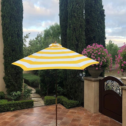 Formosa Covers - 9ft Market Patio Umbrella Replacement Canopy - 6 Ribs Top Canvas - Olefin UV Protective and Water Resistant Umbrella Fabric - Premium Quality Replacement Canopy Cover ONLY (Cabana Yellow)