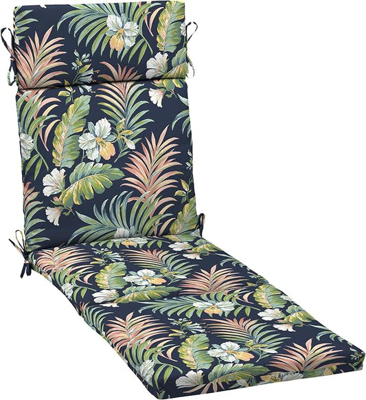 Arden Outdoor Chaise Cushion, 21 in x 72 in, Weather-Proof, Rain-Proof, Fade Resistant Patio Cushion for Chaise Lounger Simone Blue Tropical | Lounge Cushion, Weather-Proof, Rain-Proof, Fade Resistant for Chaise Lounger, Mold and Mildew Resistant