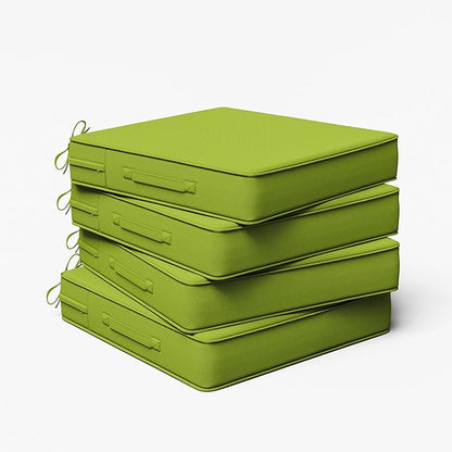 Outdoor Chair Cushion 22 x 22 x 4 Inches Patio Furniture Outdoor Waterproof Seat Cushion, Patio Chair Cushion with Handles and Ties, Square Dining Chair Cushion Set of 4, Grass Green