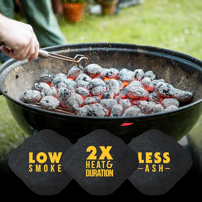 FOGO Coco Briquets All-Natural Charcoal Made from Coconut Shells, Long-Lasting Clean Burning BBQ Fuel for Grilling and Smoking, 15 lb Bag