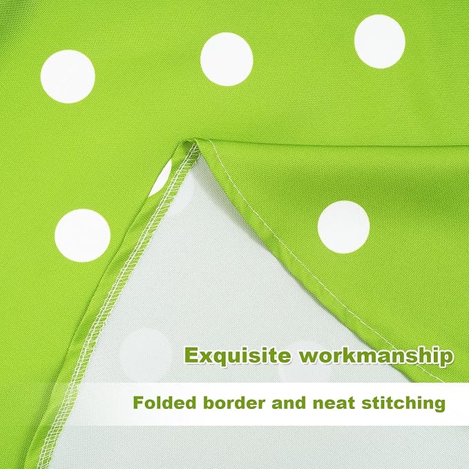 SquarePie 60'' Round Outdoor Tablecloth with Umbrella Hole Waterproof Zippered Table Cloth for Picnic Patio BBQs Backyard, Green Polka Dot
