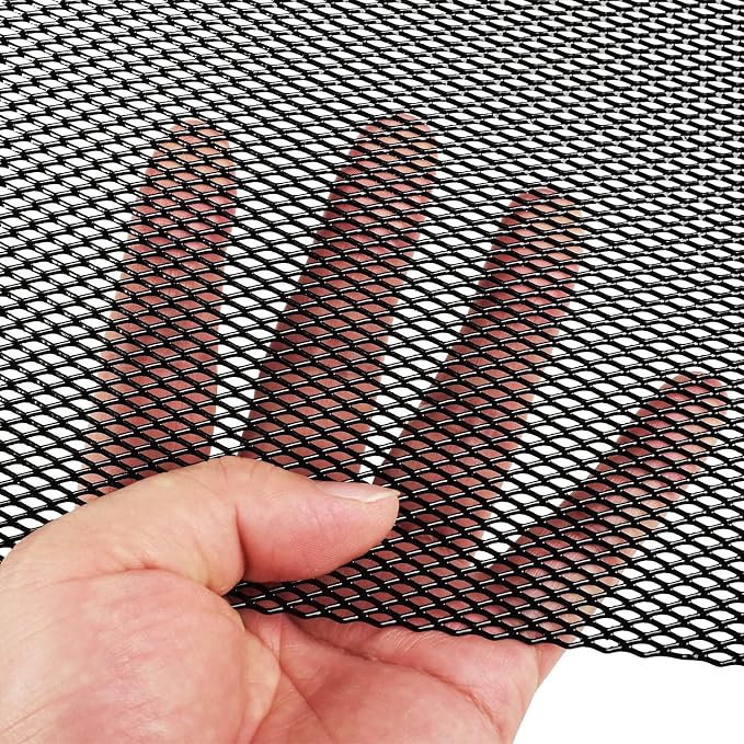 AggAuto Universal 40"x13" Car Grill Mesh 3x6mm Rhombic Hole Black | Aluminum Alloy Automotive Grille Insert Bumper, One of the Most Multifunctional Shape Grids 100x33cm