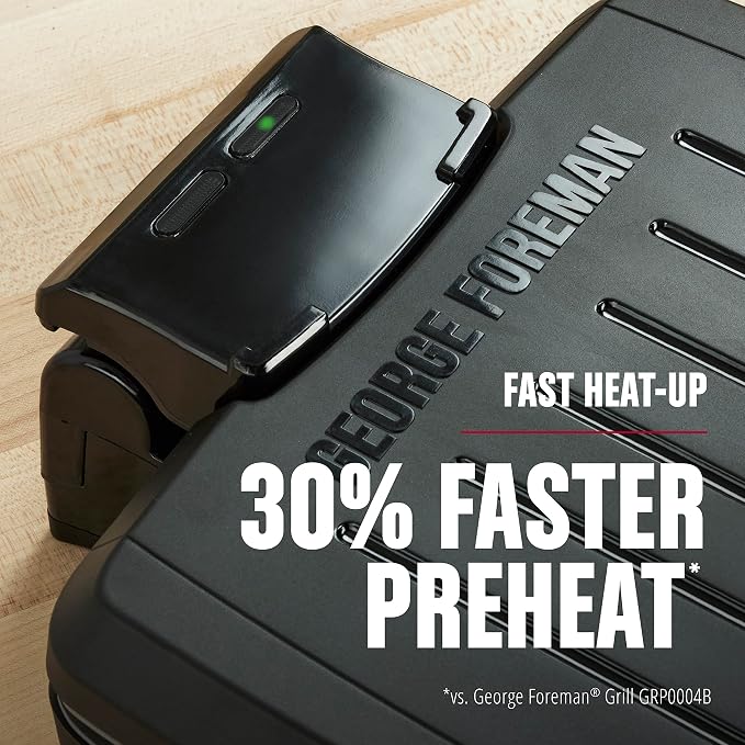 George Foreman® Fully Submersible™ Grill, NEW Dishwasher Safe, Wash the Entire Grill, Easy-to-Clean Nonstick, Black/Grey (Pack of 2)
