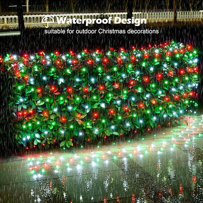 BlcTec Outdoor Christmas Lights 360 LED 9.8ft x 6.6ft Christmas Net Lights with 8 Modes, UL Certified, Timer, Connectable, Waterproof for Bushes, Shrubs, Yard Outdoor Decorations, Red White Green
