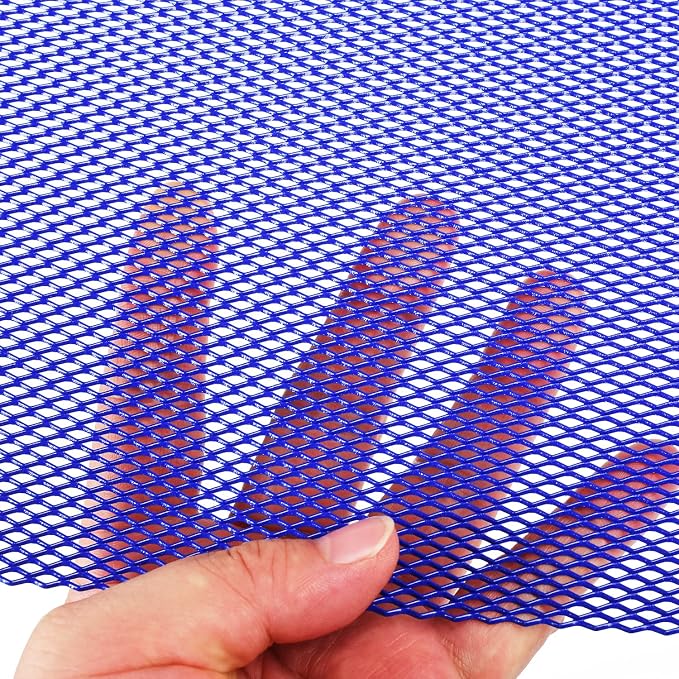 AggAuto Universal 40"x13" Car Grill Mesh 3x6mm Rhombic Hole Blue | Aluminum Alloy Automotive Grille Insert Bumper, One of the Most Multifunctional Shape Grids 100x33cm