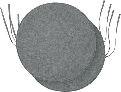 Outdoor Round Chair Cushions 15 Inch, Set of 4, Light Grey | Fade-Resistant, Water-Resistant, Bistro Chair Seat Pads for Porch Garden Balcony Patio Furniture Stools, Non-Slip Bottom
