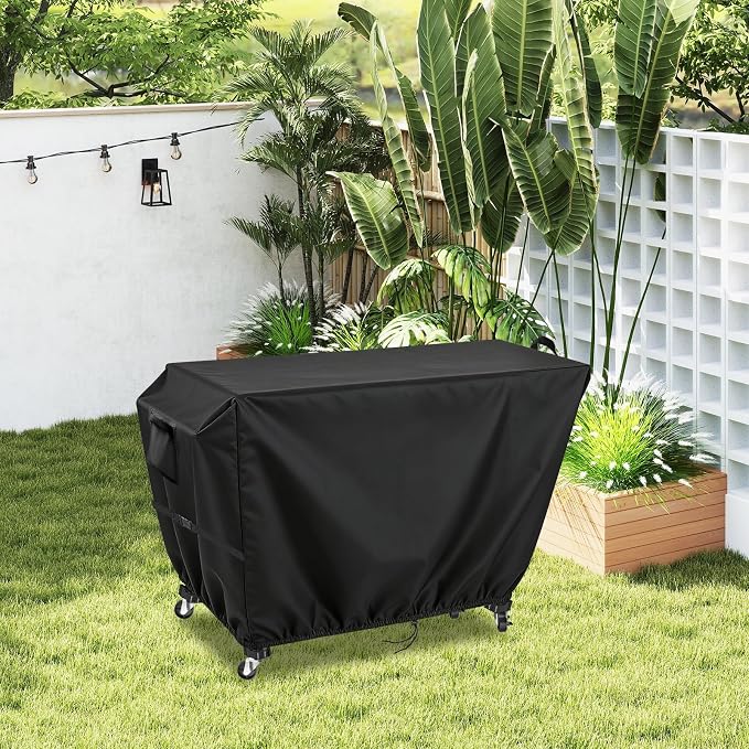 Outdoor Dining Grill Cart Cover - 51" D x 23" W x 34" H, 600D Grill Cart Cover for BBQMall, Heavy Duty Waterproof BBQ Food Prep Table Covers, Black
