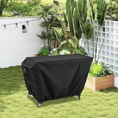Outdoor Dining Grill Cart Cover - 51" D x 23" W x 34" H, 600D Grill Cart Cover for BBQMall, Heavy Duty Waterproof BBQ Food Prep Table Covers, Black