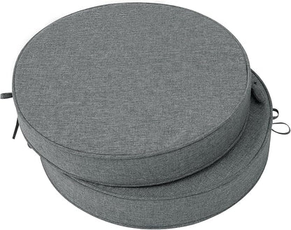 Outdoor Round Chair Cushions 18 Inch, Set of 2, Dark Grey | Fade-Resistant, Water-Resistant, Bistro Chair Seat Pads for Porch Garden Balcony Patio Furniture Stools, Non-Slip Bottom