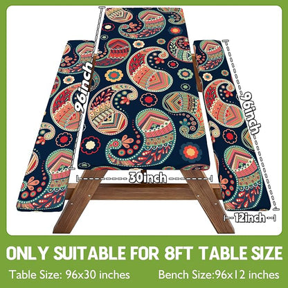 Picnic Table Cover with Bench Covers Table Cloth Tablecover Camping Essentials Camp Must Haves Camper Gear Outdoor Accessories River Water Motorhome Trailer Tent Rv Car Travel Activities Accessary Set