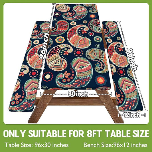 Picnic Table Cover with Bench Covers Table Cloth Tablecover Camping Essentials Camp Must Haves Camper Gear Outdoor Accessories River Water Motorhome Trailer Tent Rv Car Travel Activities Accessary Set