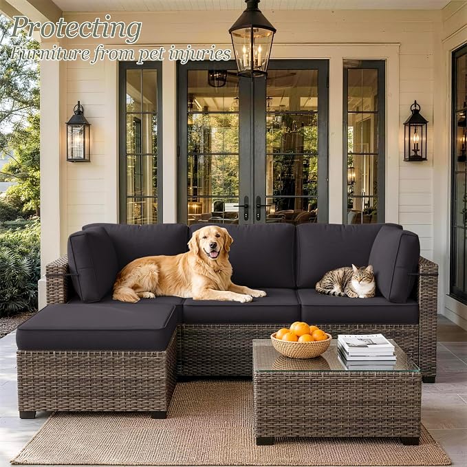 9 Pcs Outdoor Patio Cushions Covers Replacement Sets, Covers Only | 9 Pcs Patio Cushions Covers Replacement UV Resistant, Water Anti-Slip, Heavy-Duty Zippers for 5 Pcs Patio Furniture Set