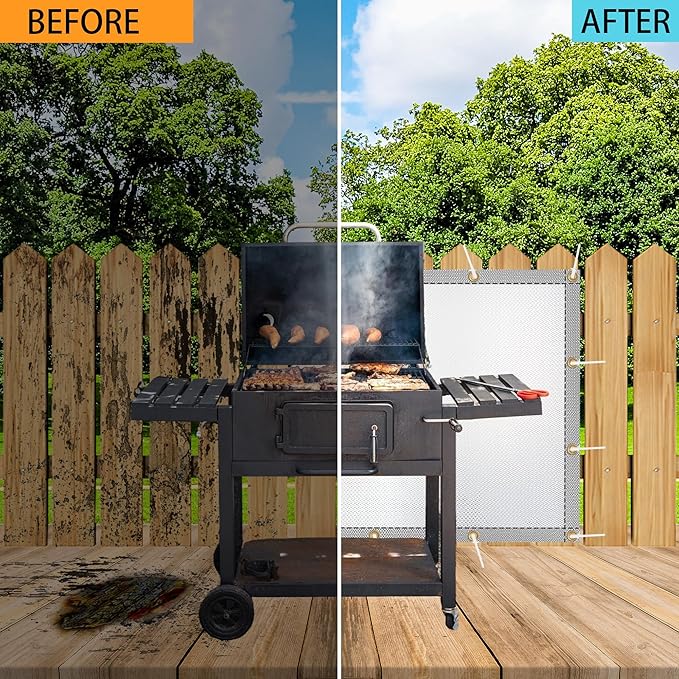 Heat Shield Behind Grill Silver Fireproof Cover and Screen Protect Deck Railing from Grill Heat Shield for Wood Stove, 3’x2’ Wall Protector for Fridge Waterproof BBQ Mat UV Resistant Privacy Screen