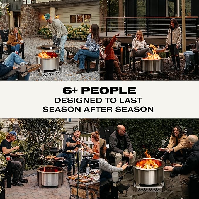 Breeo Smokeless Fire Pit (X Series 24, Stainless Steel) | 27.5 inch Smokeless Firepit for Outside | 62 Pounds | Ideal for Families Compatible with Wide Range of Breeo Accessories