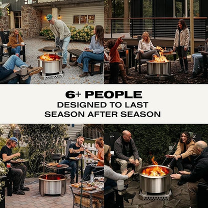 Breeo Smokeless Fire Pit (X Series 24, Stainless Steel) | 27.5 inch Smokeless Firepit for Outside | 62 Pounds | Ideal for Families Compatible with Wide Range of Breeo Accessories