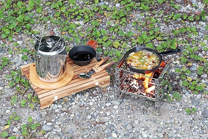 Captain Stag UG-45 3-in-1 Barbecue Stove, Open-Air Grill, Collapsible Kamado, Smart B6 Model, Bag Included, 3 Adjustable Levels, Multi-Panel Set, Silver