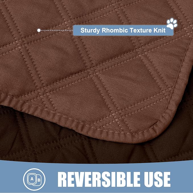 Smiry Waterproof Reversible Pet Couch Covers for Dogs | Pet Friendly, Soft Fabric, Washable Sofa Furniture Protector for Dogs Cat Kids, Checkered (30"x60", Brown/Chocolate)