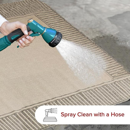 nuLOOM Asha Light Grey Bordered Indoor/Outdoor Area Rug, 4' x 6'