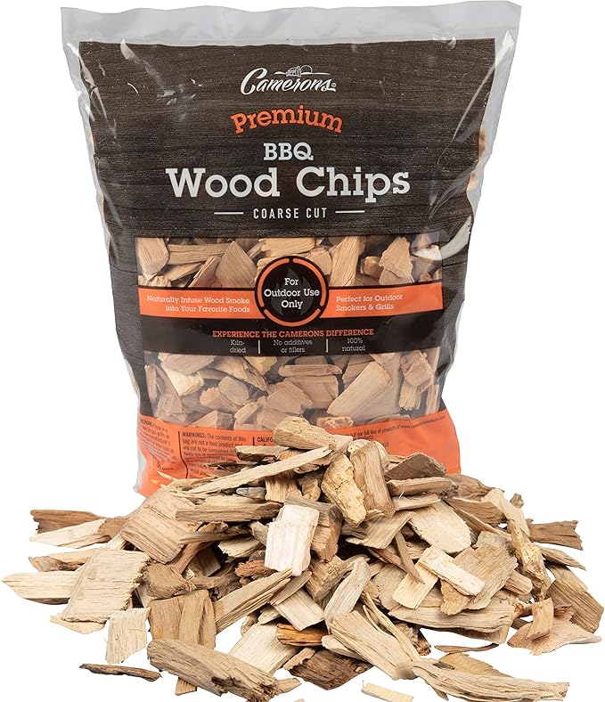 Camerons All Natural Cherry Wood Chips for Smoker -260 Cu. In. Bag, Approx 2 Pounds- Kiln Dried Coarse Cut BBQ Grill Wood Chips for Smoking Meats - Barbecue Smoker Accessories - Grilling Gifts for Men