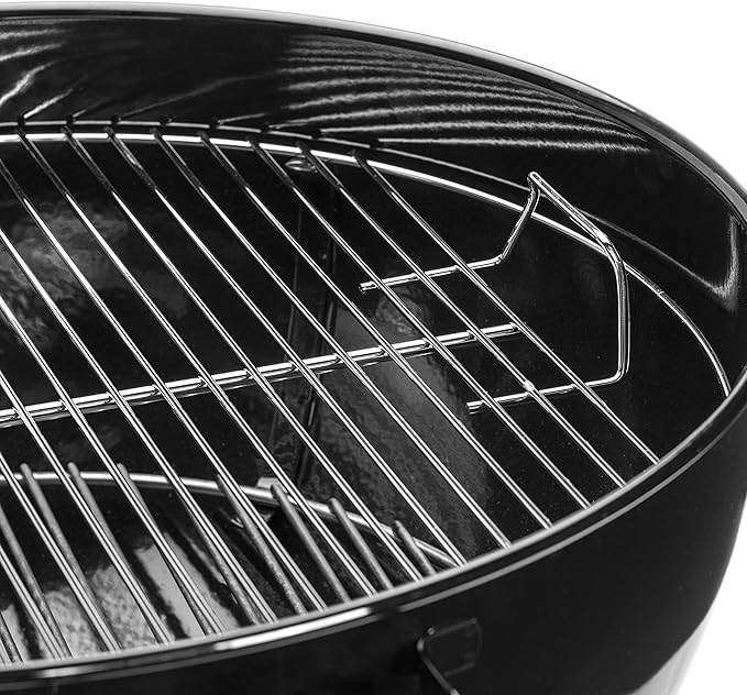 Weber Original Kettle E-5710 Charcoal Barbecue/Porcelain-Enamelled Lid & Bowl, 57 cm Cooking Surface, One-Touch Cleaning System, Lid Thermometer, Tripod Stand and Wheels, Black