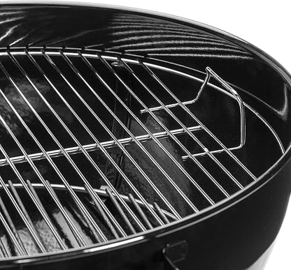 Weber Original Kettle E-5710 Charcoal Barbecue/Porcelain-Enamelled Lid & Bowl, 57 cm Cooking Surface, One-Touch Cleaning System, Lid Thermometer, Tripod Stand and Wheels, Black