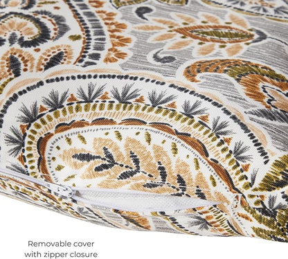 Modern Outdoor Chaise Lounge Cushion with Ties – Durable Polyester Fabric, Channel-Filled Polyfiber Insert, Removable Zippered Cover, Arctic Paisley
