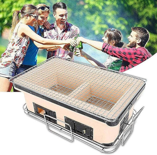 Japanese Ceramic Clay Charcoal Grill, Yakitori Barbecue Charcoal Mini Grill Stove with Charcoal Grate and Stand for Indoor Outdoor
