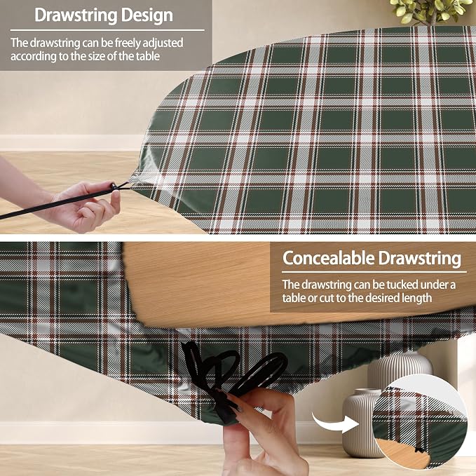 opstellen Fitted Round Tablecloth Waterproof Table Cloth Vinyl Indoor Outdoor Circle Cover for 36-44" Tables Dining Kitchen Apartment Home Party Gear Gifts Summer Fall Patio Picnic Camping Essentials
