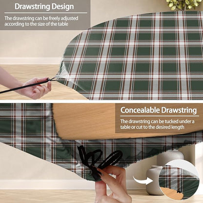 opstellen Fitted Round Tablecloth Waterproof Table Cloth Vinyl Indoor Outdoor Circle Cover for 36-44" Tables Dining Kitchen Apartment Home Party Gear Gifts Summer Fall Patio Picnic Camping Essentials