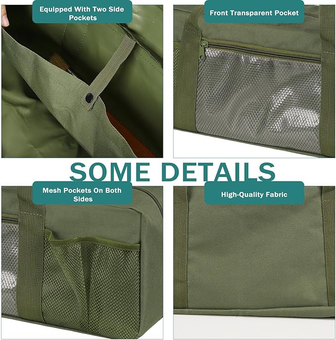 Grill Tool Storage Bag, Large Grill Utensil Storage Caddy with Pockets, Portable Grill Accessory Storage Bag for Outdoor Camping & BBQ (Green)