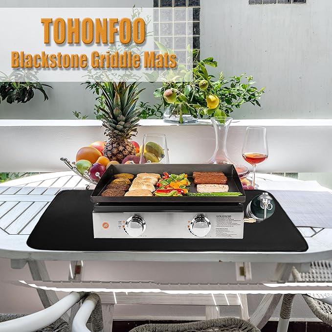 Heat Resistant Grill Mats for Outdoor Grill Compatible with Blackstone 17 & 22 Inch Griddle to Protect Your Prep Table and Outdoor Grill Table, Fire Proof & Water Proof & Oil Proof BBQ Mat