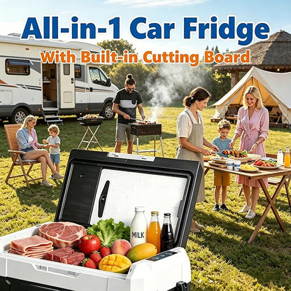 Simple Deluxe 12 Volt Refrigerator, 53QT Dual Zone Electric Cooler, Car Fridge -4℉-68℉, Portable Refrigerator 12/24V DC 100-240V AC, Portable Freezer for Travel RV Camping Boat Home