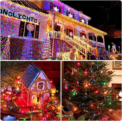 Christmas String Lights 170FT 500 LED, End-to-End Plug 8 Modes | Memory Function with Timer - UL Certified - Outdoor Indoor Fairy Christmas Lights for Tree, Garden, Holiday (Multicolor)