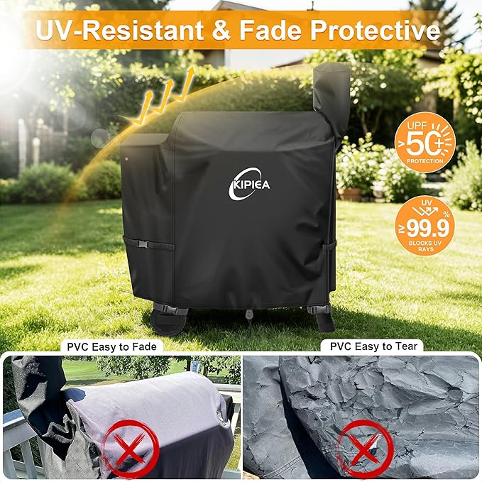 Kipiea Heavy Duty Grill Cover for Traeger Pro 22 & 575 Series, 600D Oxford Fabric Wood Pellet Smoker Covers Waterproof & Windproof, Pellet BBQ Grill Cover for Outside Anti-UV, No Tear, No Fading
