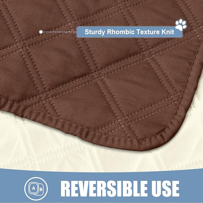 Smiry Waterproof Reversible Pet Couch Covers for Dogs | Pet Friendly, Soft Fabric, Washable Sofa Furniture Protector for Dogs Cat Kids, Checkered (52"x82", Brown/Beige)
