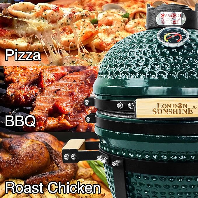 London Sunshine Ceramic Charcoal BBQ Kamado Griller - Portable Tabletop The Cadet Series Smoker